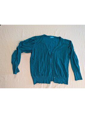 Cielo Womens Teal Button-Front Cardigan 3XL Viscose/Nylon Blend